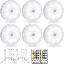 Led RGB Puck Lights with Remote Control 16 Color Changeable USB Rechargeable ...