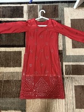 Embroidered foil work Salwar Kameez With Chiffon Dupatta