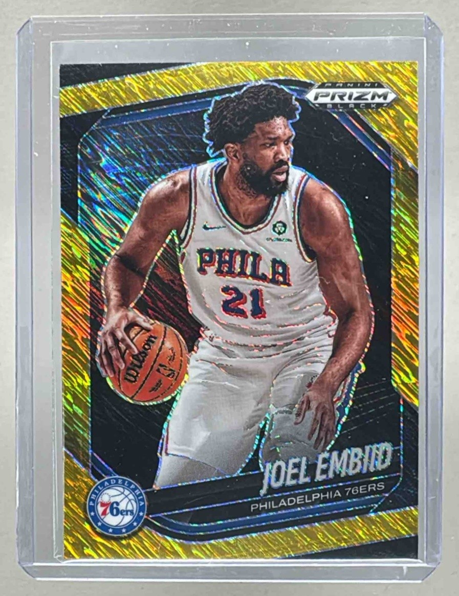 Joel Embiid 2024 Panini Prizm Black #70 Gold Shimmer FOTL /10