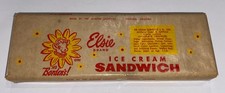 VTG 1950s Bordens Elsie The Cow Ice Cream Sandwich Wax Paper Wrapper Wood Block
