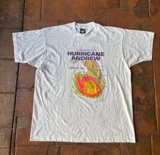 Vintage 1992 I Survived Hurricane Andrew Florida T-Shirt XL Single Stitch USA