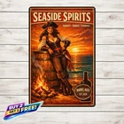 Pirate Girl Beach Vintage Aesthetic Print Metal Tin Sign 8x12 Garden Art