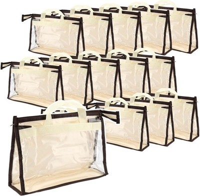 18 Pack 3 Sizes Clear Handbag Storage Clear Purse Protector Bag with Zipper a...