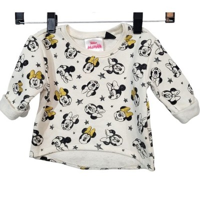 Disney Junior Minnie Mouse SZ 18-24M Sweatshirt White Gold Black Rolled Sleeves