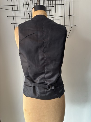 Topman Grey Tweed Waistcoat Size 38 Regular Classic Hugo Herringbone wool blend - Picture 3 of 9