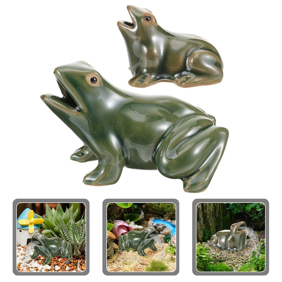 2 Pcs Frog Outdoor Water Fountain Waterfalls Garden Decor outside