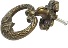 4 PCS Vintage Bronze Knobs Pulls Handles Antique Drawer Pull Ring Single Hole De