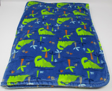 Parent's Choice Blue Blanket Green Dinosaurs Palm Trees