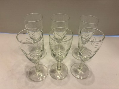 Set of 6 Javit Badash Crystal  Glasses  Rain  Wine Cordial Cocktail USA VTG
