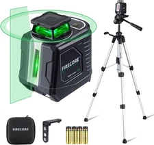 Firecore Laser Level with Tripod, 360° Self Leveling Cross Line Laser Level, Gre
