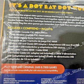 2025 Atari 2600+ PAC-MAN Edition Console Wireless Joystick Yellow +Power Adapter