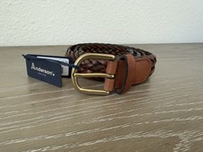 Anderson’s Cognac Brown Woven Leather 25mm Belt Size US 36 / EU 90