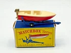 MATCHBOX LESNEY No48b SPORTS BOAT AND BLUE TRAILER in VGC with FREE POSTAGE.