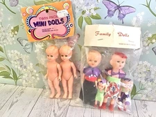 Vintage 1950s Dime Store Dolls Celluloid Blinking Sleepy Eyes With Packaging
