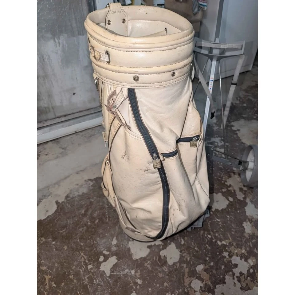 Bolsa de golf Mizuno vintage descolorida con carrito, muchos bolsillos Foto 2 de 4