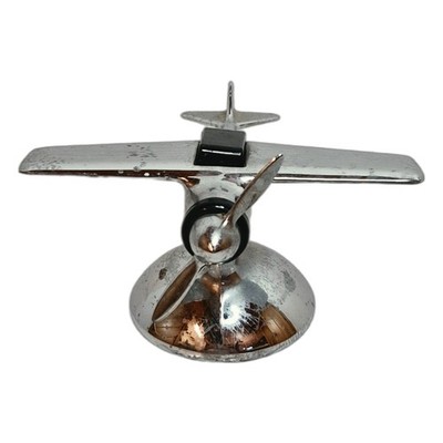 1930s Art Deco Airplane Table Cigarette Lighter Ronet Chrome Pat Pending USA