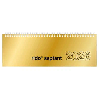 RIDO-IDÉ rido/idé Kalender septant 2026 Tischquerkalender 30,7 x 10,5 cm gold