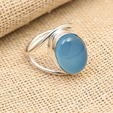 Blue Chalcedony Gemstone Handmade 925 Sterling Silver Unique Ring Jewelry