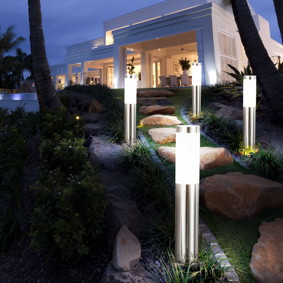 4x Gartenlampen Sockelleuchte Wegelampen Aussen Stehlampe E27 Edelstahl Terrasse - Bild 4 von 4