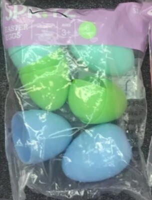 Spritz Easter Plastic Fillable Eggs Pastel Colors Green, Blue,  6ct Age 3+