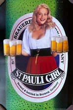 Vintage 1980-90's St Pauli Girl Advertising Promo 20 X 30 Beer Poster