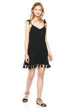 Show Me Your Mumu Women Sleeveless Tassel Mini Dress Black Size M