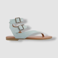 Journee Collection Women's Blue Kyle Flat Buckle Sandals Shoe Size 9