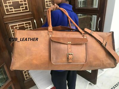 Leather Duffle Bag, Handmade Mens Leather Weekend Bag, Personalized Du