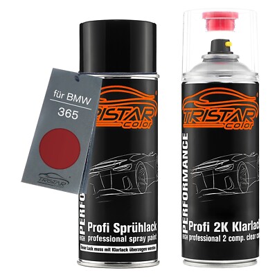 Autolack 2K Spraydosen Set für BMW 365 Ziegelrot Brick Red Clearcoat