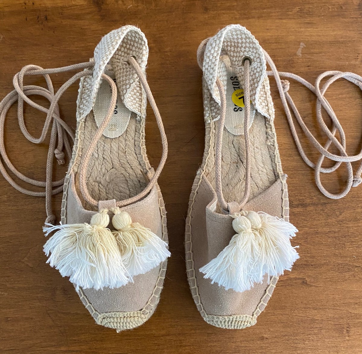SOLUDOS TASSEL SUEDE PLATFORM GLADIATOR SANDAL Jute Panels CAMEL 
