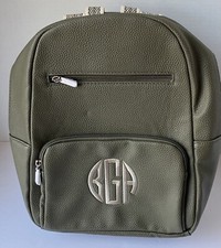 Jewell Thirty One Boutique Backpack Ooh-La-La Olive Pebble Green Initials B G A