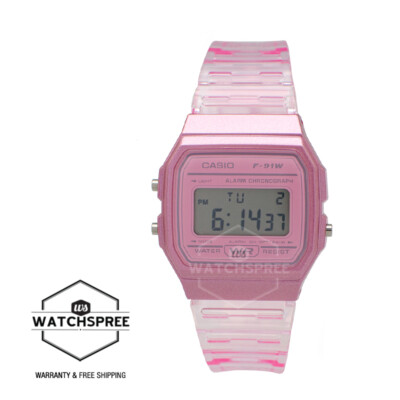 Casio Standard Digital Pink Resin Band Watch F91WS-4D F-91WS-4D