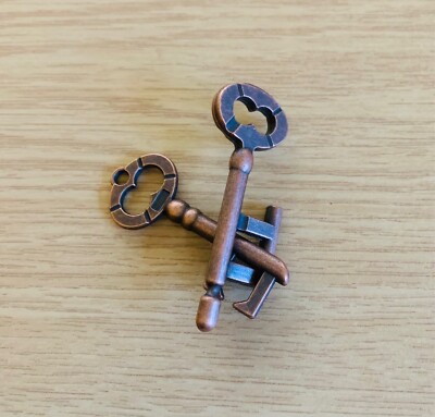 Schlüsselschloss Puzzle Vintage klassisch Metall Brainteaser Test für Erwachsene IQ Spielzeug