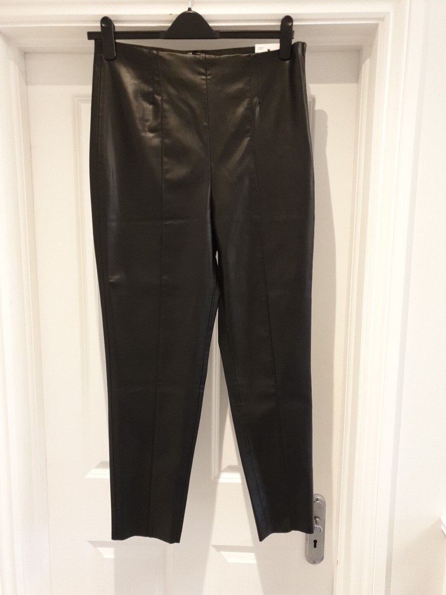 Zara Hi Rise Black Faux Leather Leggings Size XXL or 16 New With