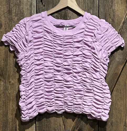 Anthropologie Ruched Baby Tee Lilac Size XL Cute!!