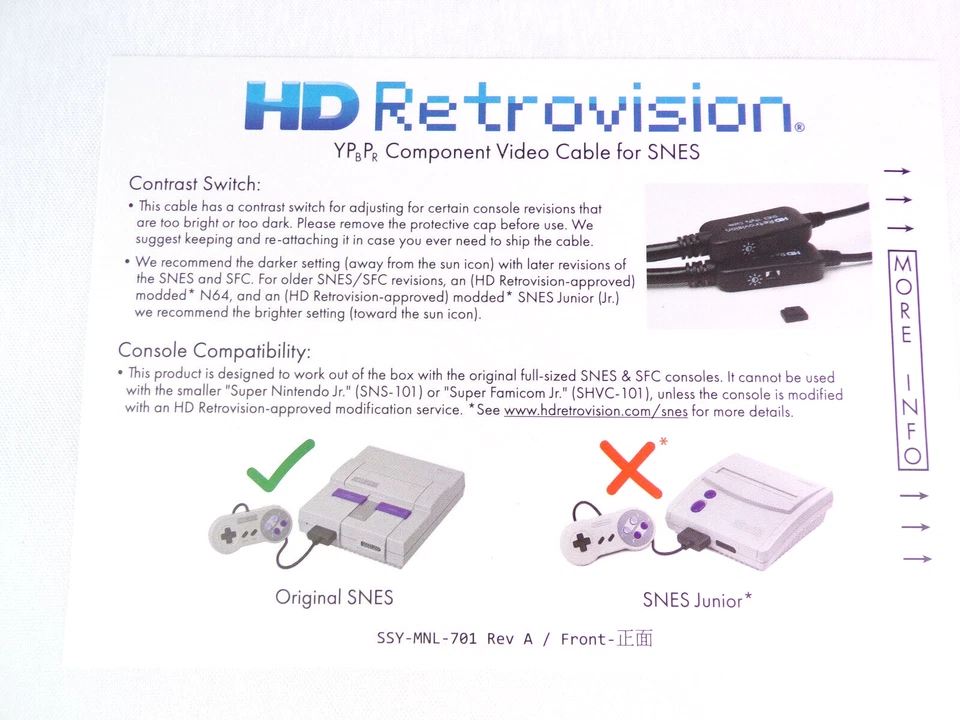 HD Retrovision SNES Component Cables Super Nintendo YPbPr RGB Brand New - BNIB - Image 3 of 4