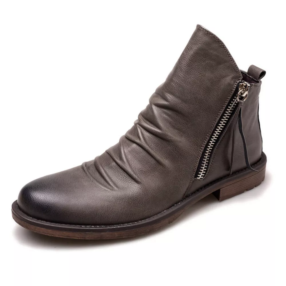 Mens casual shop boots with zipper