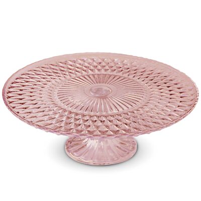 Amici Home Rochester Footed Glass Cake Stand - Pink