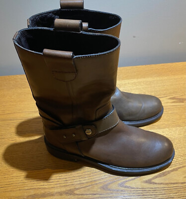 Jimmy Choo Men's Brown Pebbled Leather Motorcycle Boots Shoes