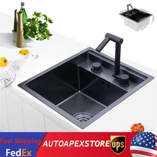 Hidden Kitchen Sink Single Bowl Bar, Small Size Sink, Stainless Steel Black NEW