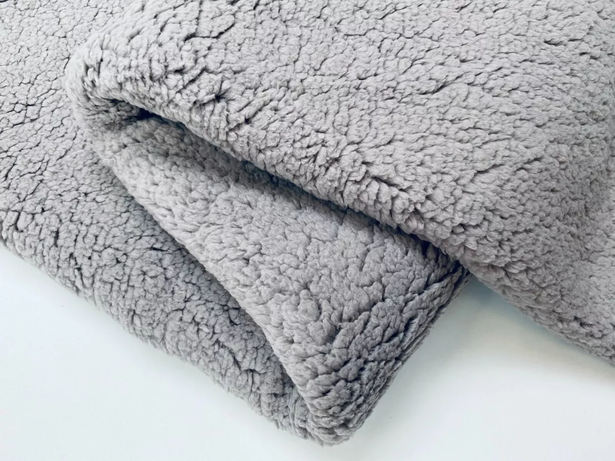 Sherpa Fleece Fabric Super Soft Stretch Material Home Decor Plush 64 Wide  GREY