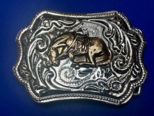 Horse Head Down Bucking Bronc Bronco Saddle Vintage Western Framed Belt Buckle