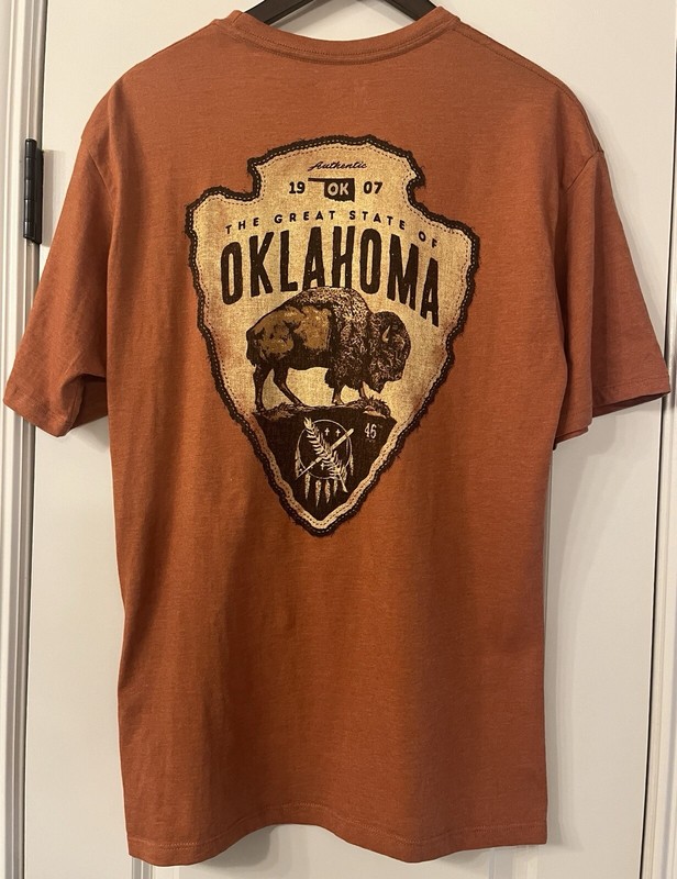 Bass Pro Shop Oklahoma State Buffalo Arrowhead Shirt Men Medium Burnt Orange