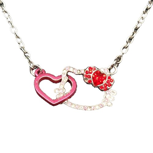 Hello Kitty Watch Silver Crystal Bezel Kitty Charms Red Leather Strap Bl… Hello Kitty Watch Silver Crystal Bezel Kitty Charms Red  main image 3