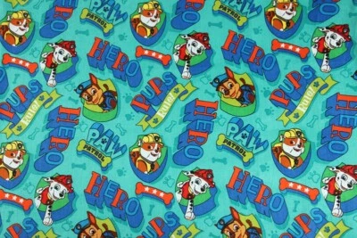 DAVID TEXTILES Paw Patrol Hero Pups Rule! Fat Quarter 100% Cotton Fabric Half Metre