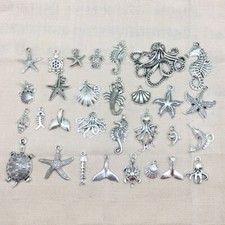 56Pc Mixed Tibetan Silver Marine Life Charms Pendant F Jewelry Making Crafts
