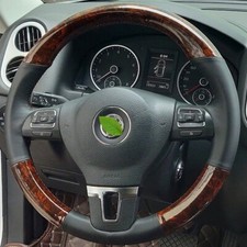 Peach Wood Grain Leather Car Steering Wheel Cover For Volkswagen Touran 2011-15