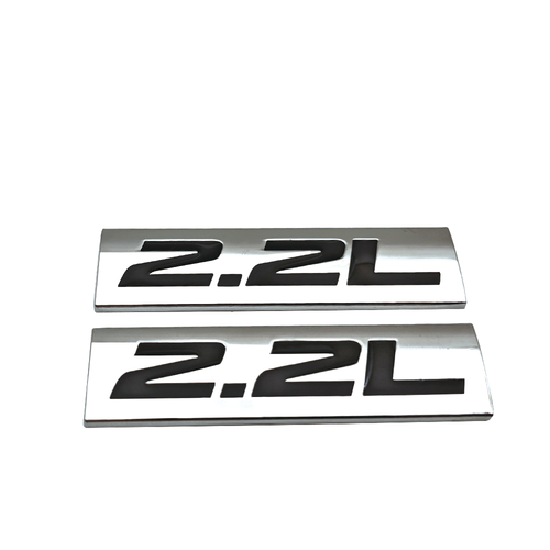 2Pcs Metal Silver& Black 2.2L Engine Logo Emblem Door 2.2 Car Badge 3D ...