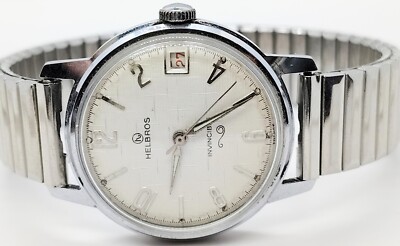 D mens Vintage Works Helbros Fancy Pattern Face Manual Working Old Watch lot