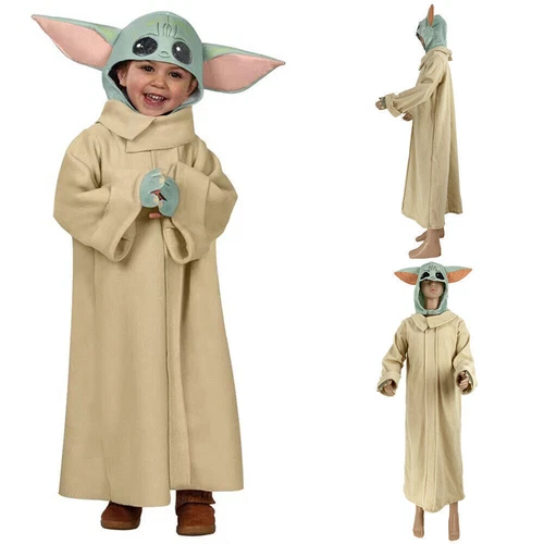 Kids Baby Yoda Costume The Mandalorian Star Wars Cosplay Halloween Fancy Dressפ - Picture 10 of 13